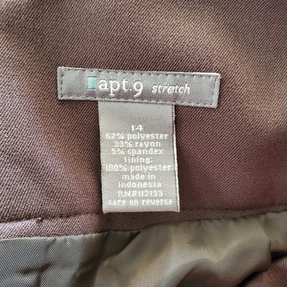 Apt. 9 Stretch Brown Straight Pencil Belted Skirt 14 - Picture 3 of 4